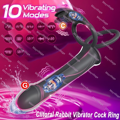 Strap On Anal Dildo With Vibrating Cock Ring Butt Plug Penis Sleeve Sex Vibrator - Picture 3 of 21