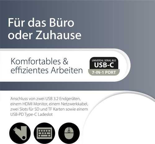 MediaRange USB C Hub, 7in1 Typ-C Multiport Adapter für bis zu 7 Endgeräten, mit - Afbeelding 4 van 7