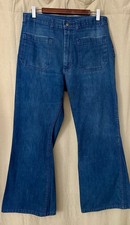 VTG Sea Port by Davis 33x29 Navy Bell Bottom Sailor Seafarer Wideleg Pants Jeans