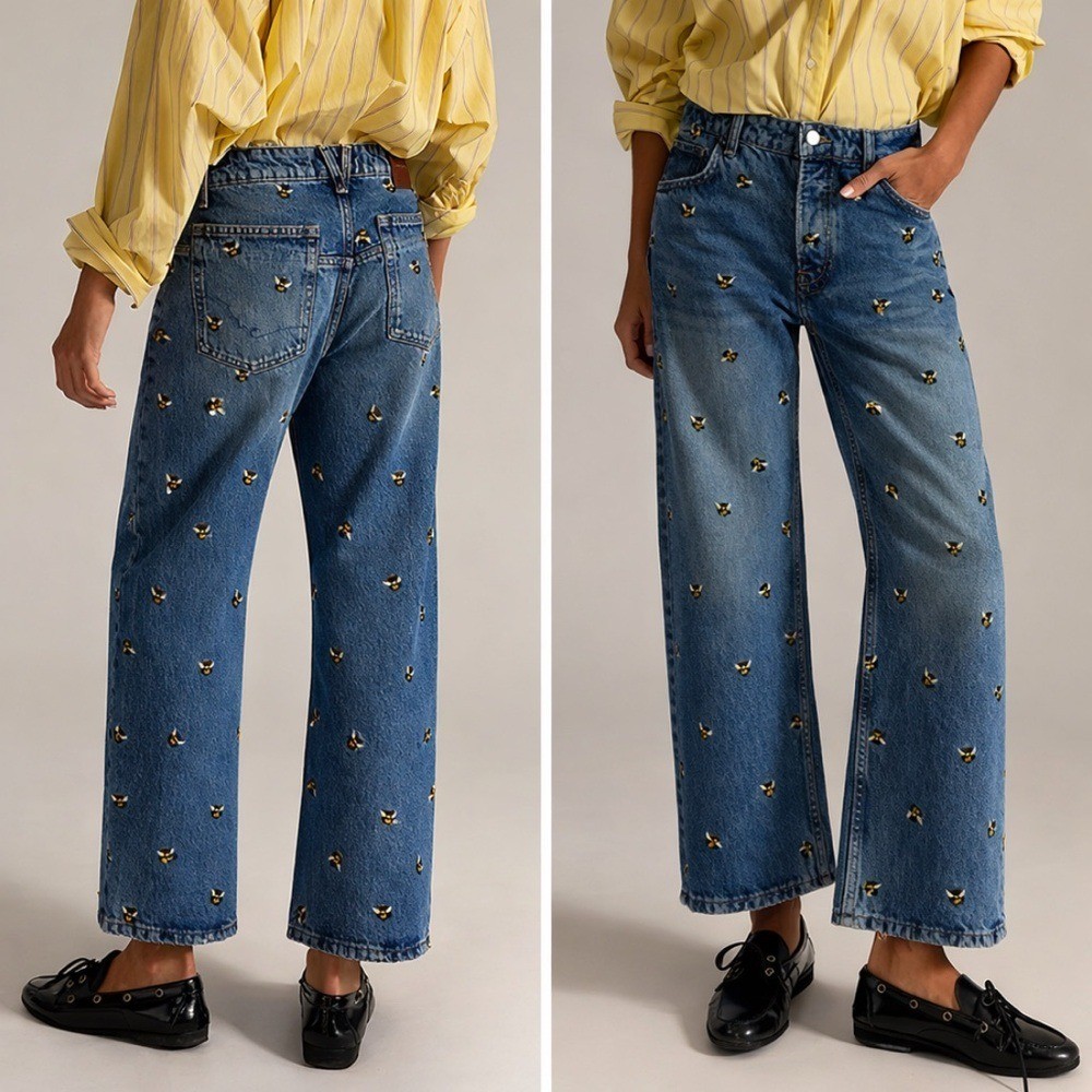 Free People We The Free Deep Trance Boyfriend Bees Jeans Blue Size 25
