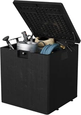 28 Gal Outdoor Storage Box with Lid, Weather-Resistant Plastic Deck Box, Lockabl