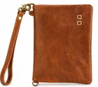 Women's Wallet Wristlet Purse Crossbody Bag Brown Real Leather