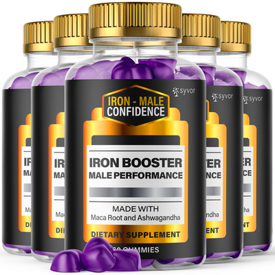 (5 Pack) Iron Male Confidence Men's, Iron Booster Gummies Supplement 300 Gummies