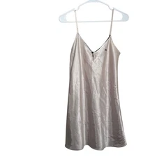 Jones New York Slip Women's Small Beige Satin Sleeveless Shift Pajama JNY Casual