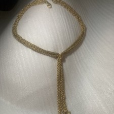 Vintage Monet Multi Strand Gold Tone with Chain Dangle Statement Choker Necklace