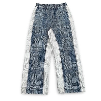 We The Free People Misfit Boro Harem Reversible Jeans Blue White Womens M SAMPLE