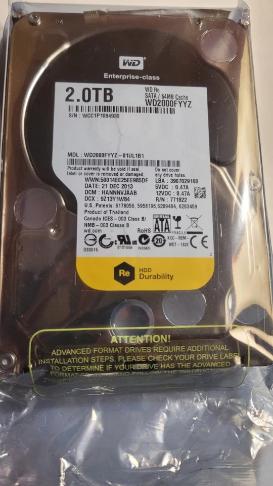 Disque Dur 2To SATA III 3''5 7200RPM Western Digital WD Entreprise Storage neuf