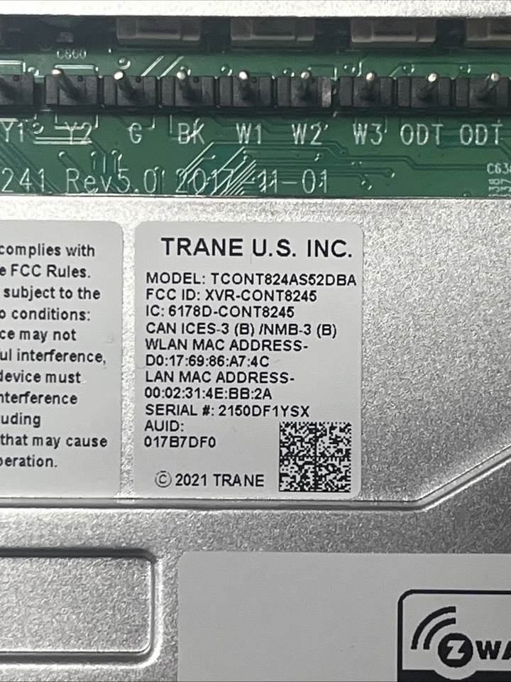 Trane TCONT824AS52DBA Programmable Touch Screen Thermostat - Image 3 of 3