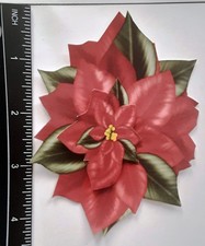 3D Red Poinsettia Spray Christmas Holiday CUSTOMER APPRECIATION Embellishment358