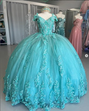 Quinceanera Dresses Off The Shoulder 3D Flowers Girl Birthday Party Ball Gown