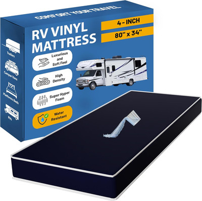 4-Inch Blue Water-Resistant Foam Mattress, Easy Clean & Noise-Free, 80'' X 34