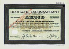 Deutsche Landmannbank 1926 Berlin DZ BANK Genossenschaftsbank Frankfurt 1000 RM