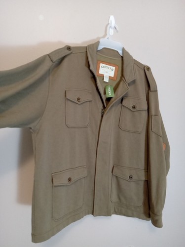 Orvis Safari Brown Men Cardigan Zip Leather Elbow Patch Sweatshirt Size XXL - Picture 6 of 10