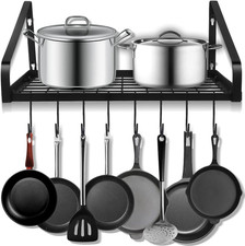 Hanging Pots  Pans Rack,Wall Mounted Pots Pans Organizer Holder Rack with 8 Hoo