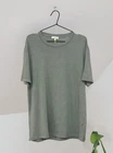 Wool & Co Men's Khaki Green Linen Solid Tee Shirt Size L Made in Italy