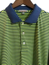 Peter Millar Polo Shirt Mens Large Striped Summer Comfort Golf Green Navy