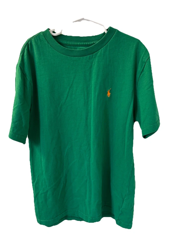 Polo Ralph Lauren T Shirt Boys Medium (10-12) Crew Neck Pony Short Sleeve Green - Image 2 of 4