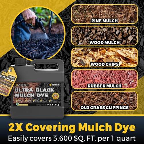 32oz Concentrated Ultra Black Mulch Dye with Gloves, Liquid Dye Spray Covers ... - Afbeelding 5 van 7