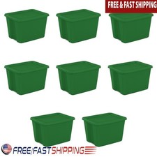 18 Gallon Storage Tote Box Set Stackable Plastic Organizer W/ Lids Handles