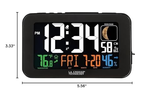 La Crosse Technology 617-1485B Atomic Color Alarm Clock with USB Charging Port