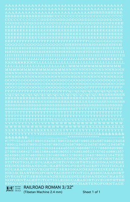 K4 HO Scale Water Slide Decals White 3/32 Inch Railroad Roman Letter Alphabet