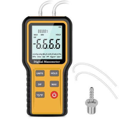 Manometer, Professional Air Pressure Meter, Dual-Port HVAC Digital Manometer Gas