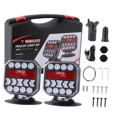 Wireless Trailer Lights Magnetic, 100FT Range Wireless Tow Lights Kit with USB 