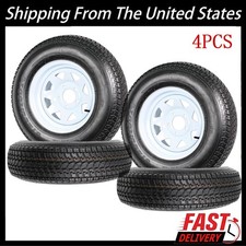 4PCS ST205/75D14 Trailer Tires and Wheels with 14" Rim 5 Lug on 4.5" Utility