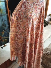 Beige SHAWL MASTERPIECE KANI  GENTS LOI JAMAVAR PASHMINA 100% FINE CASHMERE WRAP