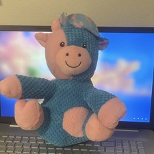 Handmade Blue and Pink Cow Plush Stuffed Animal Medium with Hat 2024