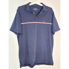 Vineyard Vines Performance Polo Shirt Mens Large Blue Striped Short Sleeve Golf
