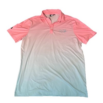 Sunday Swagger Men's Ombre Sunset Neon Performance Tech Golf Polo Shirt Size M