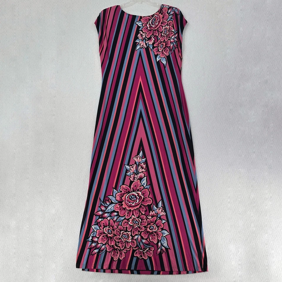 Maxi Vestido Bob Mackie Usable Arte Colorido Tejido Líquido Maximalista MEDIANO Foto 2 de 4