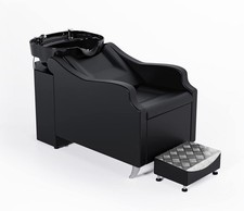 Backwash Unit Chair Ceramic Bowl Shampoo Beauty Salon Barber Station w/ Ottoman