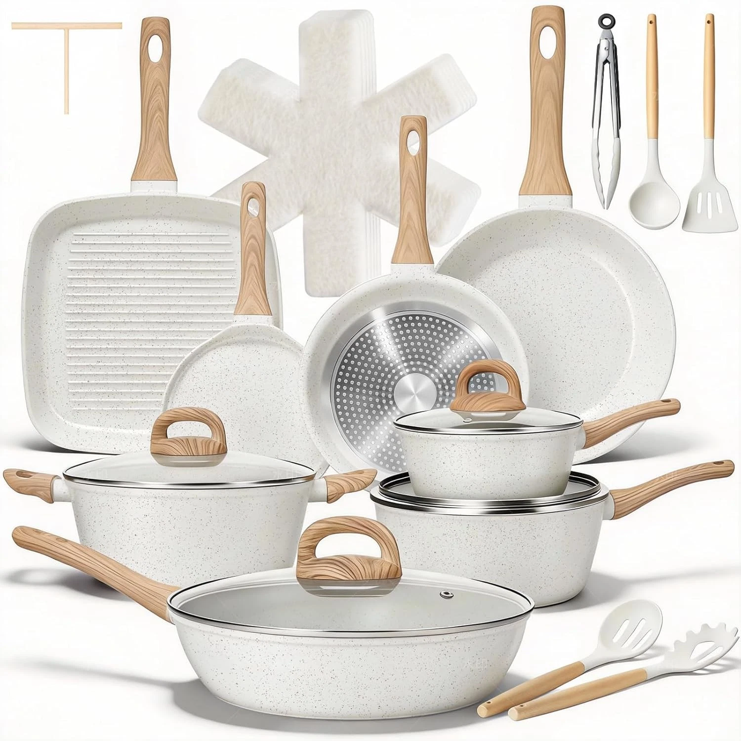 25 Pcs Pots & Pans Set Nonstick Ceramic Cookware Sets Healthy Non-Toxic Large