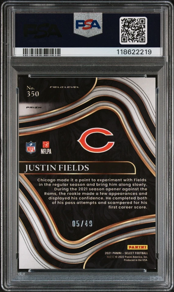 JUSTIN FIELDS RC /49 *PSA 8.5* - 2021 Panini Select Field Level #350 Blue Prizm - Image 2 of 3