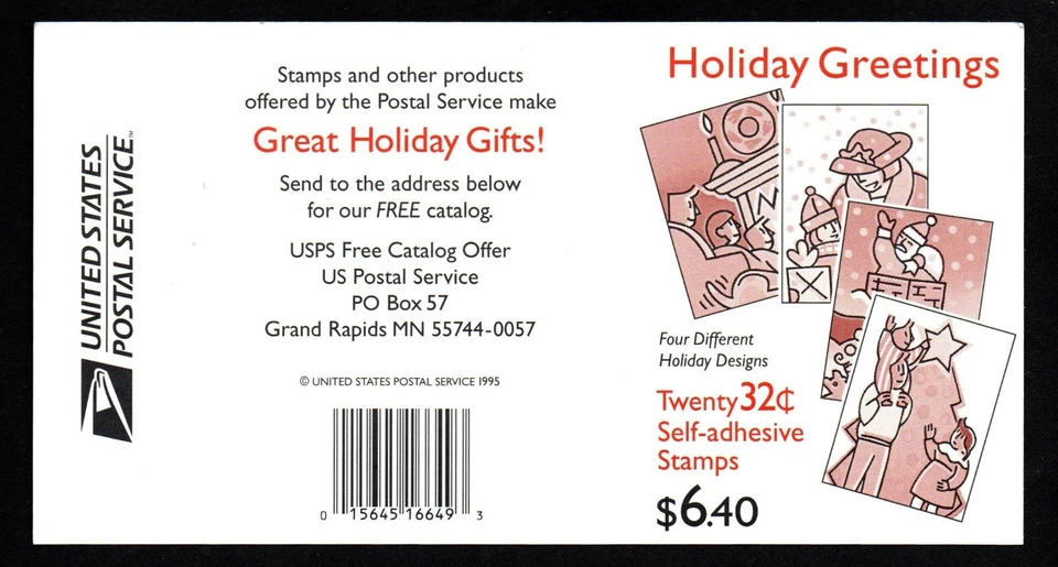 U.S. #3113-3116 MNH, CHRISTMAS FAMILY SCENES SHEET, 20X32 Cent FV $6.40 (1995) - Image 2 of 2