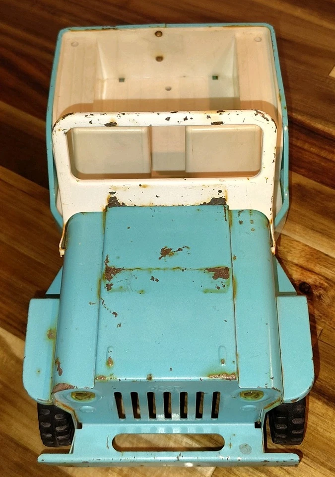 Jeep Tonka vintage años 60 color azul aguamarina y aprox. 10" falta volante Foto 3 de 4