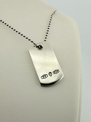 Tiffany & Co 1837 Makers ID Tag Pendant. 24in Sterling Silver MSRP