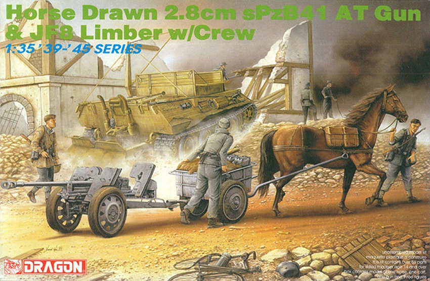 KIT MODELLINO MILITARE STATICO DRAGON HORSE DRAW 2.8 CM SPZB41 AT GUN SCALA 1:35 - Immagine 4 di 4