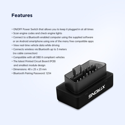 XTRONS Wireless Bluetooth OBD2 II V2.2 Car Auto Diagnostic Scanner Tool - View #9