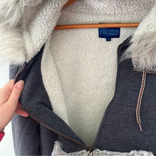 Disney Frozen Broadway Musical Kristoff Sherpa Fleece Hoodie Jacket Gray Medium - Picture 11 of 13