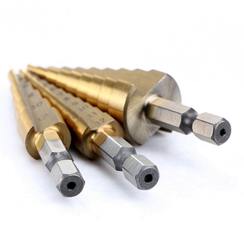 3PCS HSS Titanium Metal Hex Step Drill Bit Kit Multifunction Set Metric - Picture 6 of 8