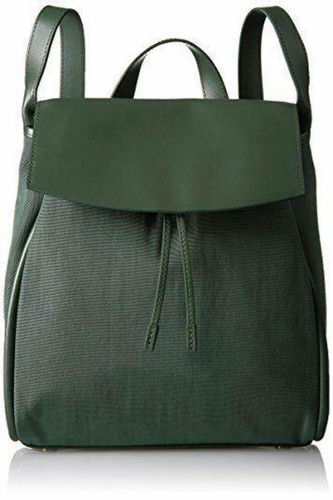 Skagen Ebba Large Nylon Backpack Green Drawstring Adjustable Leather Bag - Picture 8 of 8