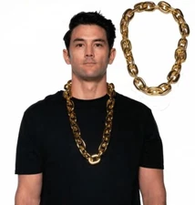 70S 80S ADULT PIMP GANGSTER RAPPERS COSTUME BIG THICK CHUNKY NECKLACE GOLD CHAIN