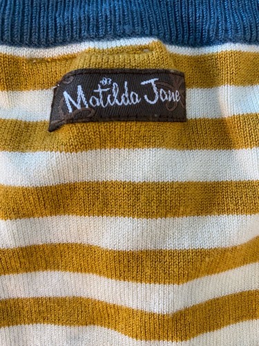 Matilda Jane Striped Cardigan Sweater Girls Sz 8 Paintbrush Heart Flower Buttons - Picture 6 of 6