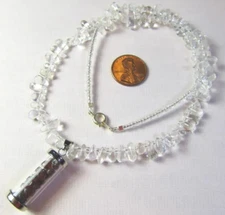 Garnet  Pebbles in Tube Pendant Hanging from Quartz Stone Droplets Necklace 