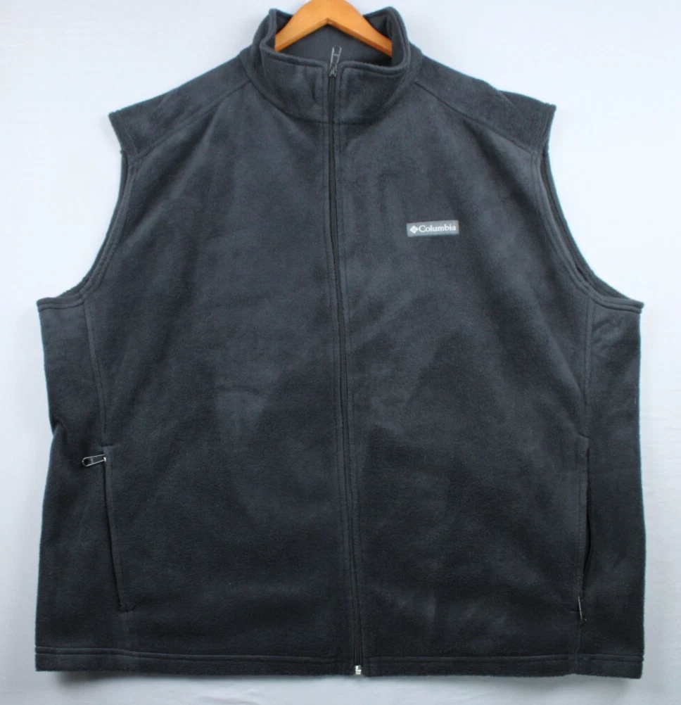Columbia Men’s Vest Black Fleece Size 2XL Full Zip Hiking Casual Wear