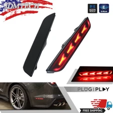 For 2010-2014 Ford Mustang Red LED Rear Bumper Side Marker Light Lamp Smoke Lens
