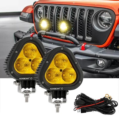 AUXBEAM 4'' 90W LED Work Light Bar Amber Fog Driving Pods for Jeep Wrangler JL JT